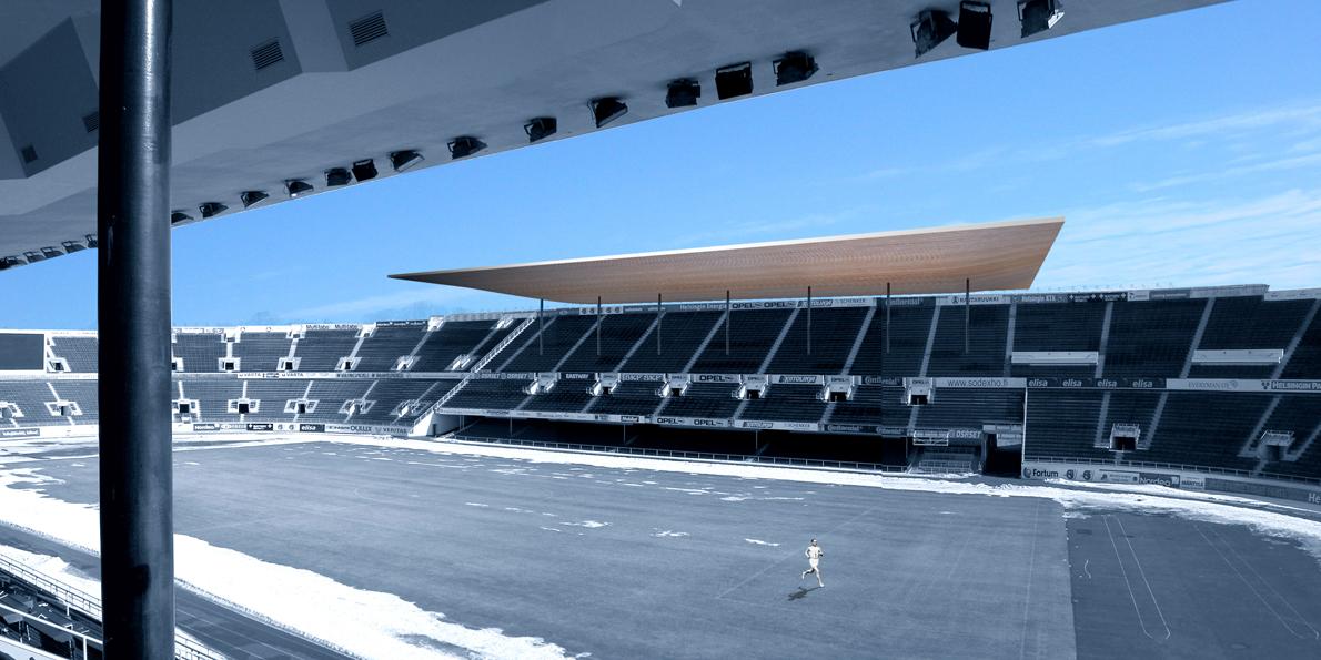Helsingin Olympiastadionin itäkatsomon kattaminen, 1. palkinto, Arkkitehtitoimisto K2S Oy