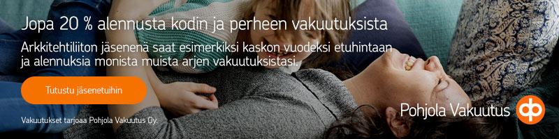 Arkkitehtiliiton jäsenenä saat esimerkiksi kaskon vuodeksi etuhintaan ja aalennuksia monista muista arjen vakuutuksistasi.